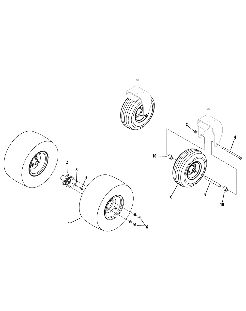 Wheels Diagram and Parts List for Z-FORCES60 17AI5GHD-2010Z-17AI5GHD210-17AI5GHD010-2010u-Base-Model Cub Cadet Lawn Tractor